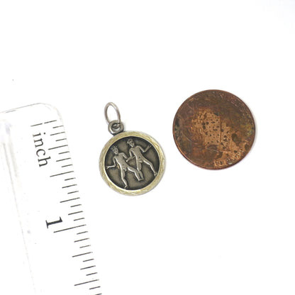Vintage European 835 Silver Gemini The Twins Zodiac Disc Charm