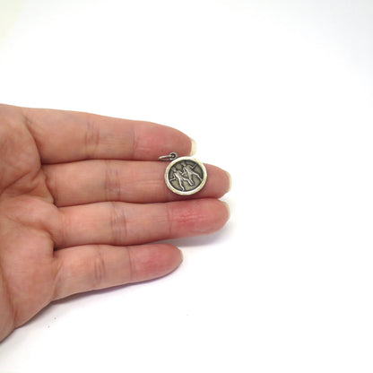 Vintage European 835 Silver Gemini The Twins Zodiac Disc Charm