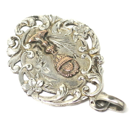 Antique French Silver Communion Medal: Calice Religious Charm