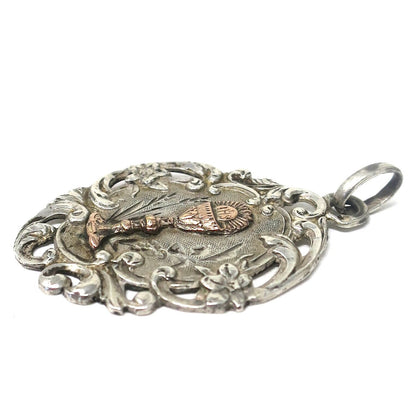 Antique French Silver Communion Medal: Calice Religious Charm