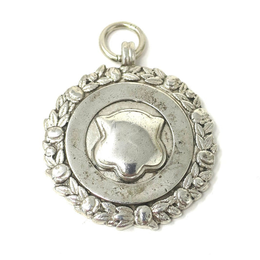 1936 Birmingham Sterling Silver Laurel Wreath Shield Medal Fob Pendant
