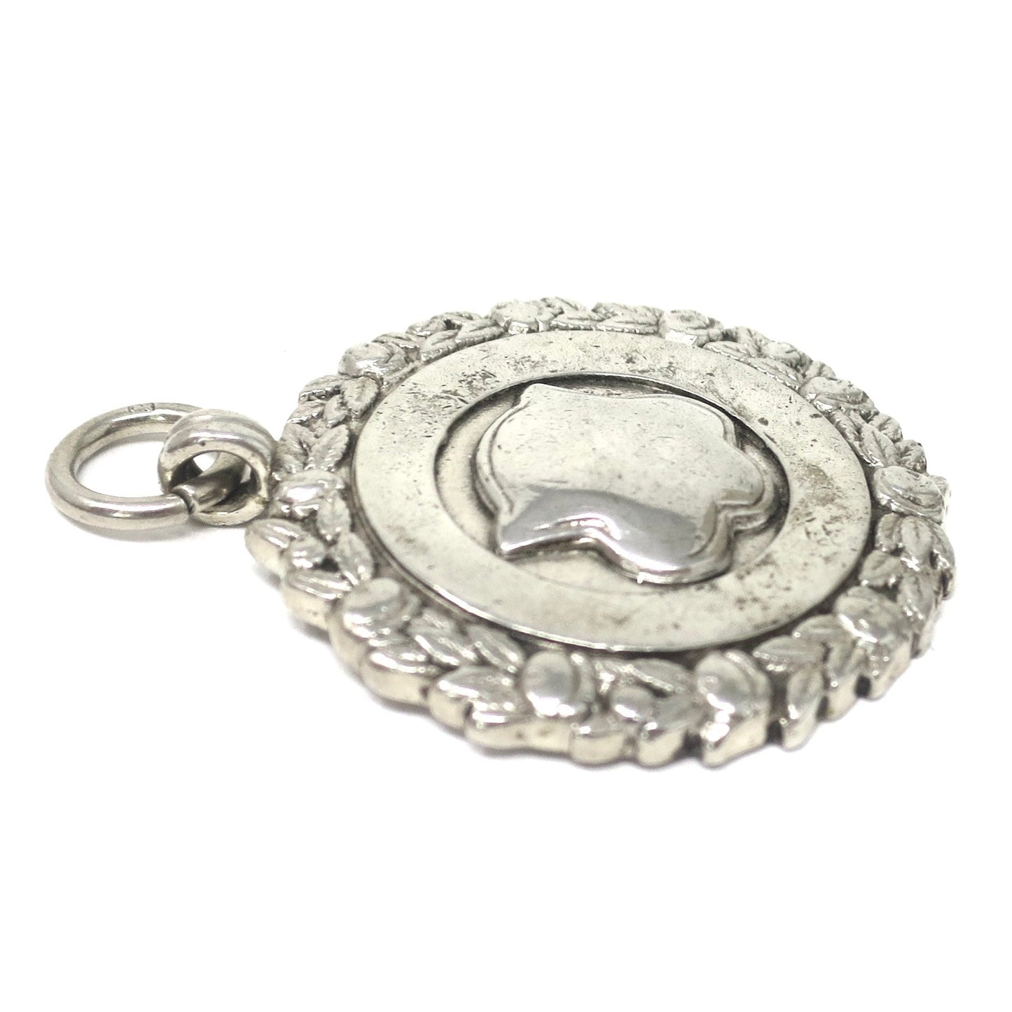 1936 Birmingham Sterling Silver Laurel Wreath Shield Medal Fob Pendant