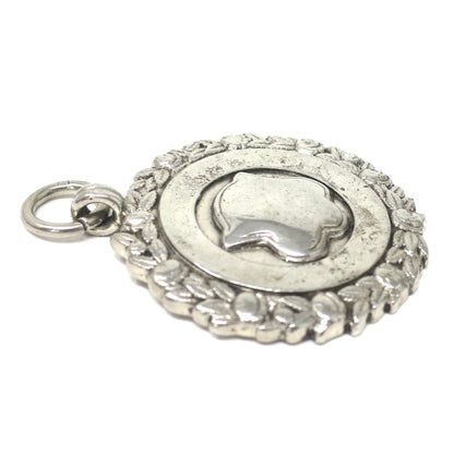 1936 Birmingham Sterling Silver Laurel Wreath Shield Medal Fob Pendant