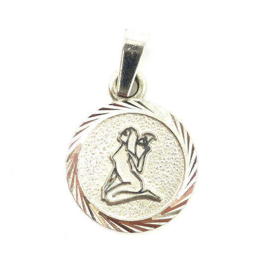 Vintage European 835 Silver Virgo The Lady with Wisdom Astrology Zodiac Charm, TOM