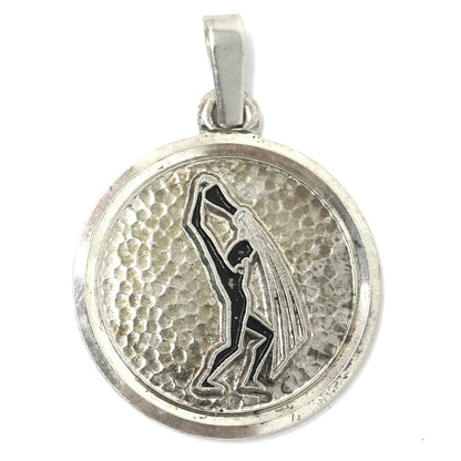 Vintage European Continental Silver with Enamel Aquarius The Water Bearer Zodiac Astrology Charm