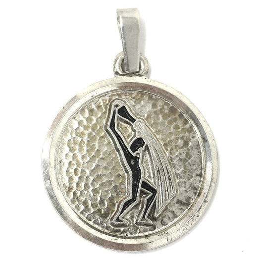Vintage European Continental Silver with Enamel Aquarius The Water Bearer Zodiac Astrology Charm