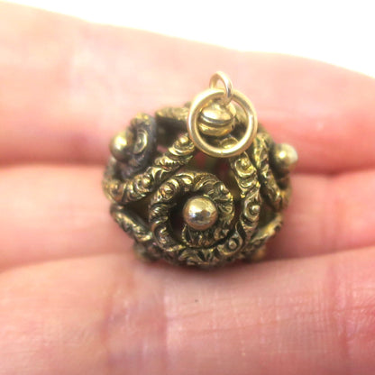 Antique Victorian Garnet Glass Gold Plated Sterling Silver Charm
