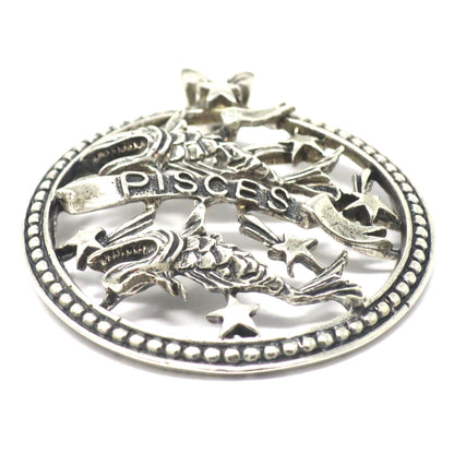Vintage Large Beau© Sterling Silver Pisces Fish Zodiac Sign Pendant
