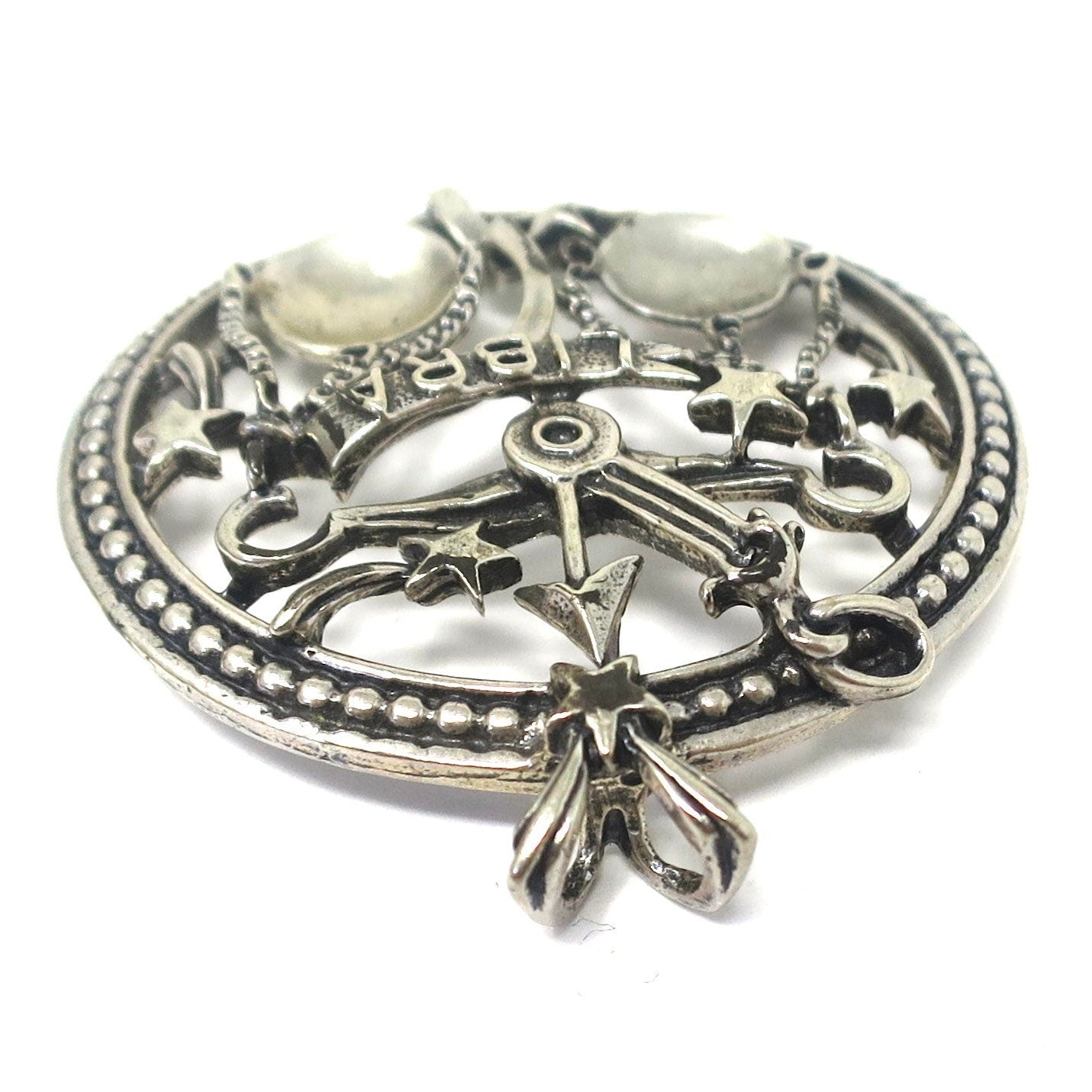 Rare Vintage Large Beau© Sterling Silver Libra The Balance Scale Zodiac Sign Pendant