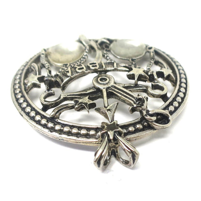 Rare Vintage Large Beau© Sterling Silver Libra The Balance Scale Zodiac Sign Pendant