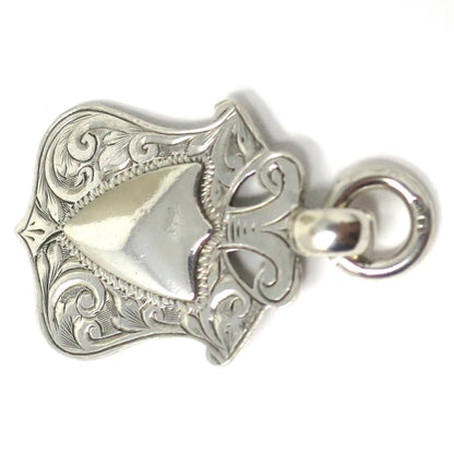 1911 Double Sided Edwardian Birmingham Engraved Sterling Silver Cartouche Shield Medal Fob Pendant