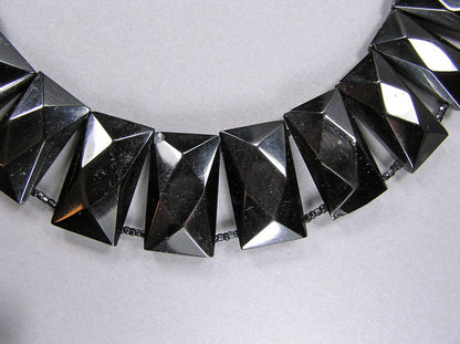 Antique Faceted Whitby Jet Necklace: Victorian Gothic Jewelry