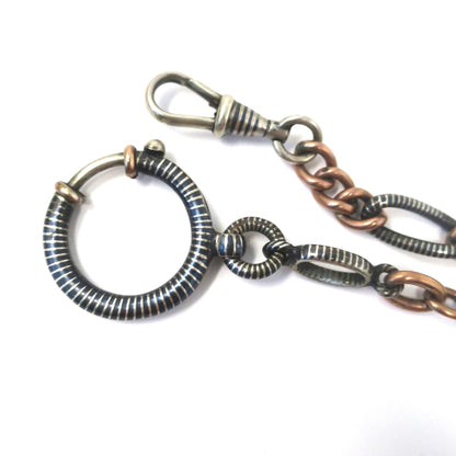 Antique Niello 800 Silver & 12k Rose Gold Vermeil Chain - 10.5" inches MB8