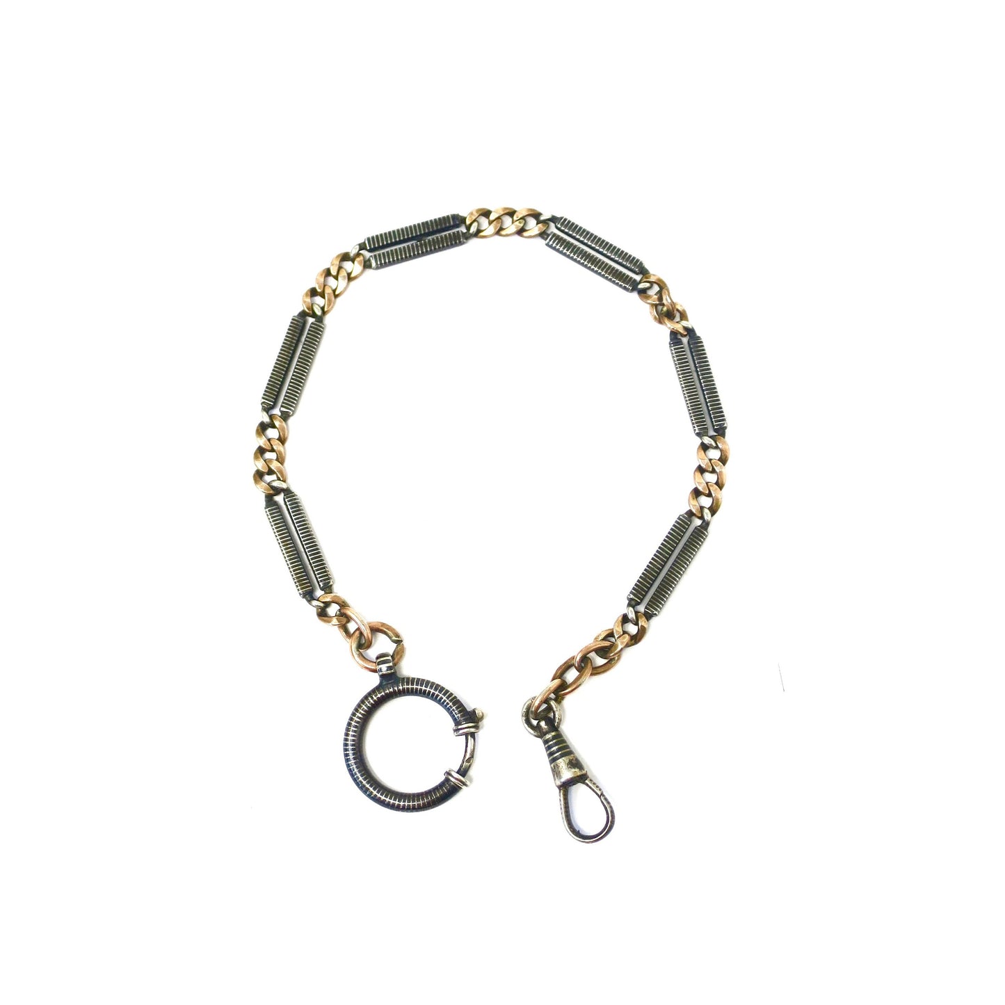 Antique Victorian Niello 800 Silver & 9ct Rose Gold Vermeil Chain: 10.5" Bracelet Extender MB56