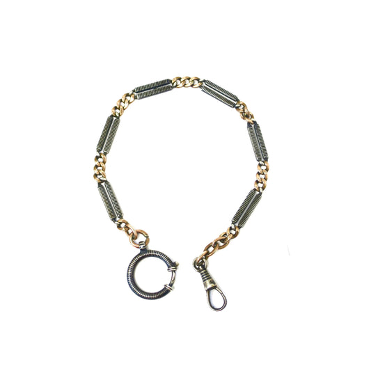 Antique Niello 800 Silver & 9ct Rose Gold Vermeil Chain: 10.5" Bracelet Extender MB56