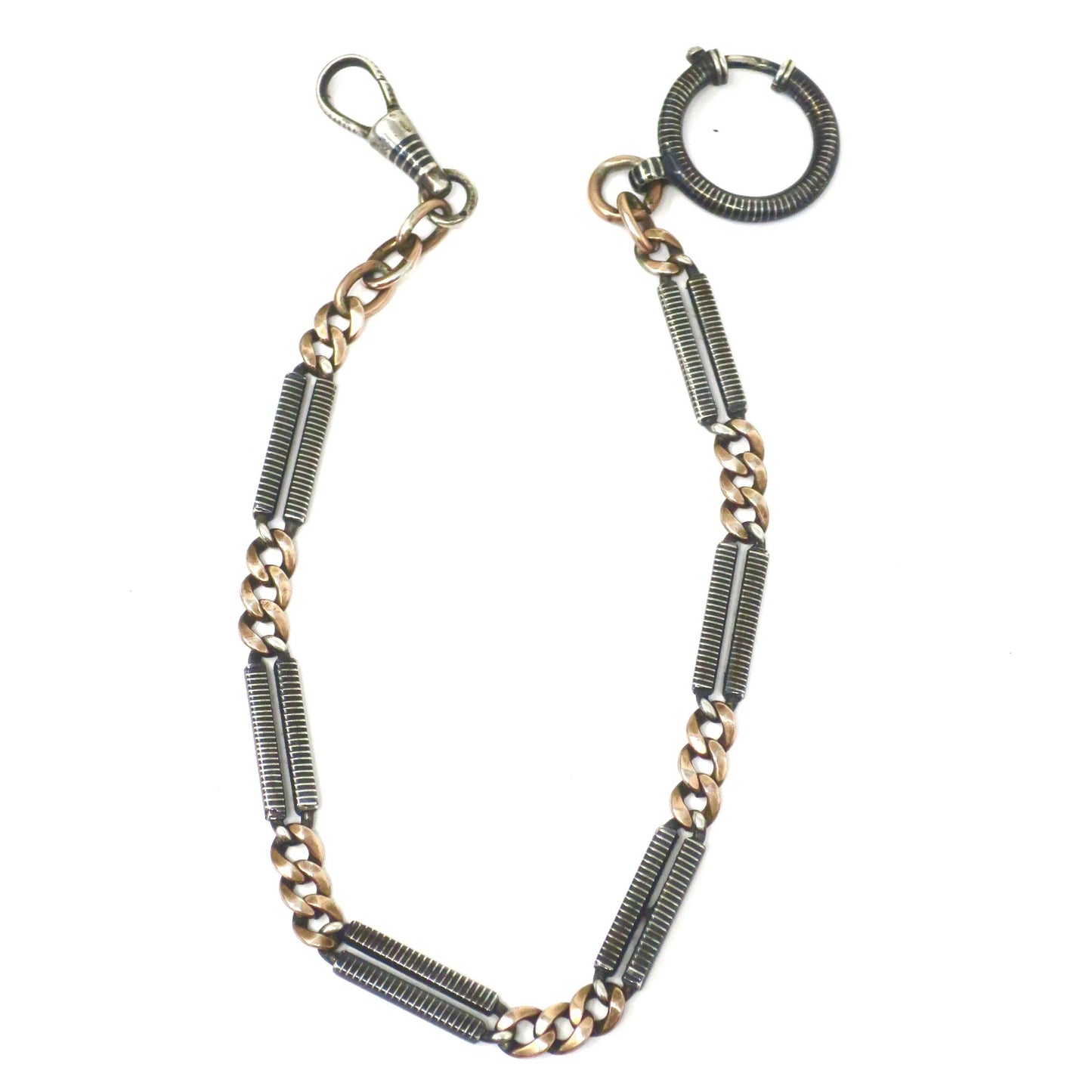 Antique Victorian Niello 800 Silver & 9ct Rose Gold Vermeil Chain: 10.5" Bracelet Extender MB56