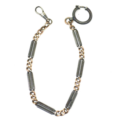 Antique Victorian Niello 800 Silver & 9ct Rose Gold Vermeil Chain: 10.5" Bracelet Extender MB56