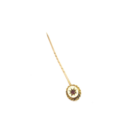 Boxed Antique Victorian Topped 9ct Yellow Gold Stick Pin