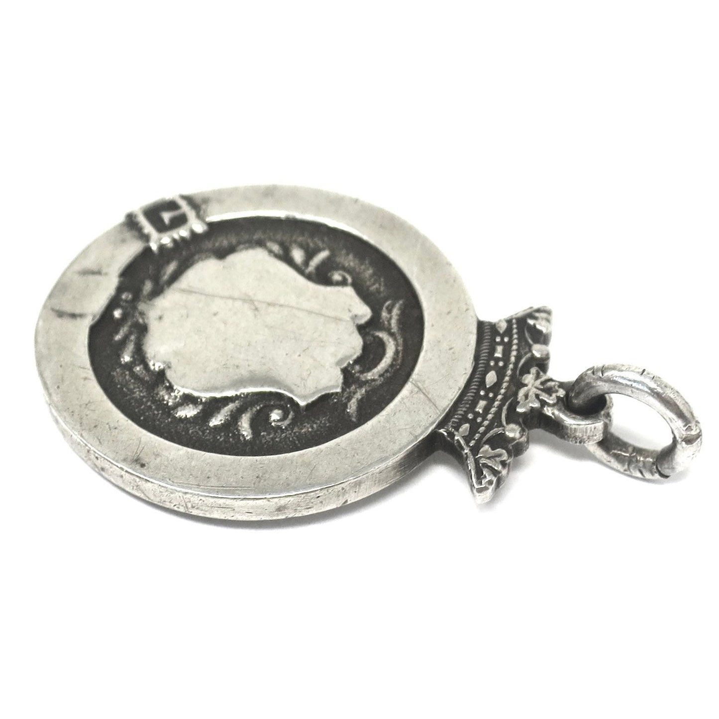 Vintage 1929 London Sterling Silver Belt Buckle Shield Medal Fob Pendant