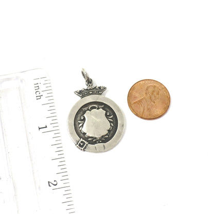 Vintage 1929 London Sterling Silver Belt Buckle Shield Medal Fob Pendant
