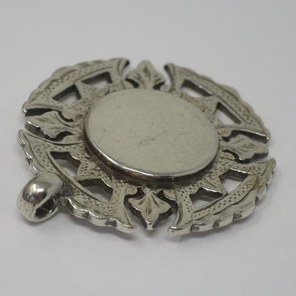 Antique Victorian 1900 Heavy Birmingham Engraved Sterling Silver Medal Shield Watch Fob Pendant