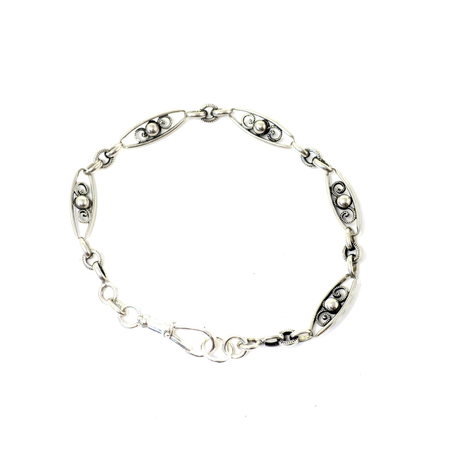 French Antique Silver Fancy Link Bracelet or extender for Necklace