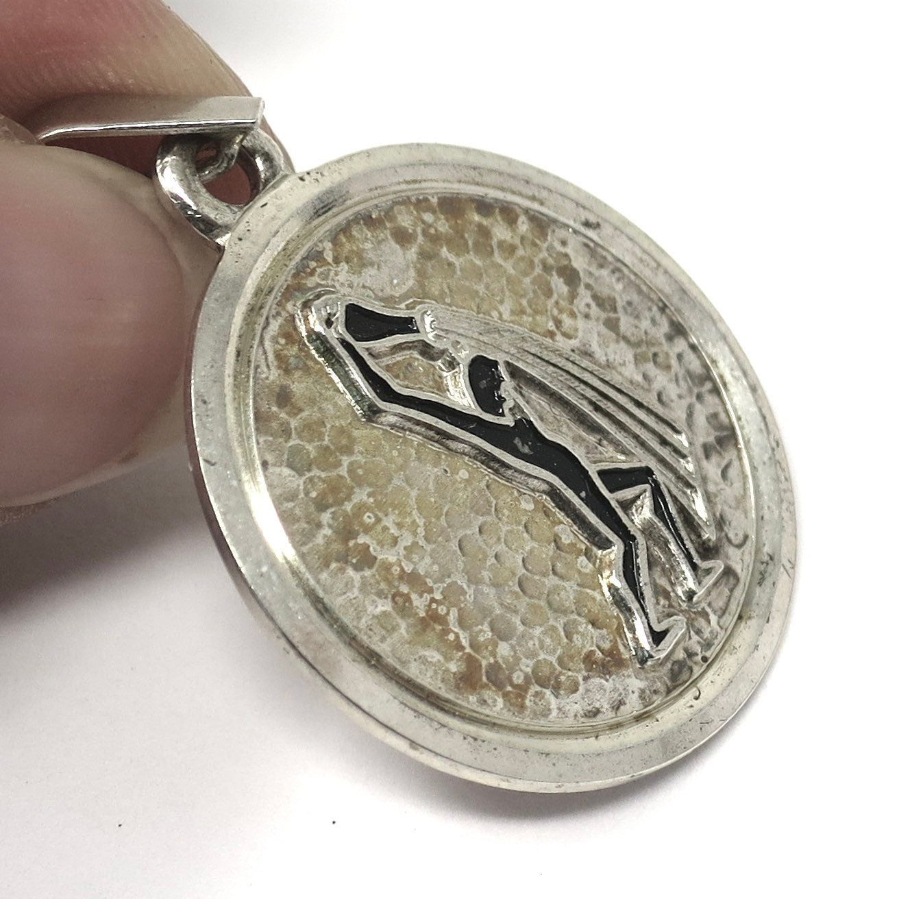 Vintage European Continental Silver with Enamel Aquarius The Water Bearer Zodiac Astrology Charm