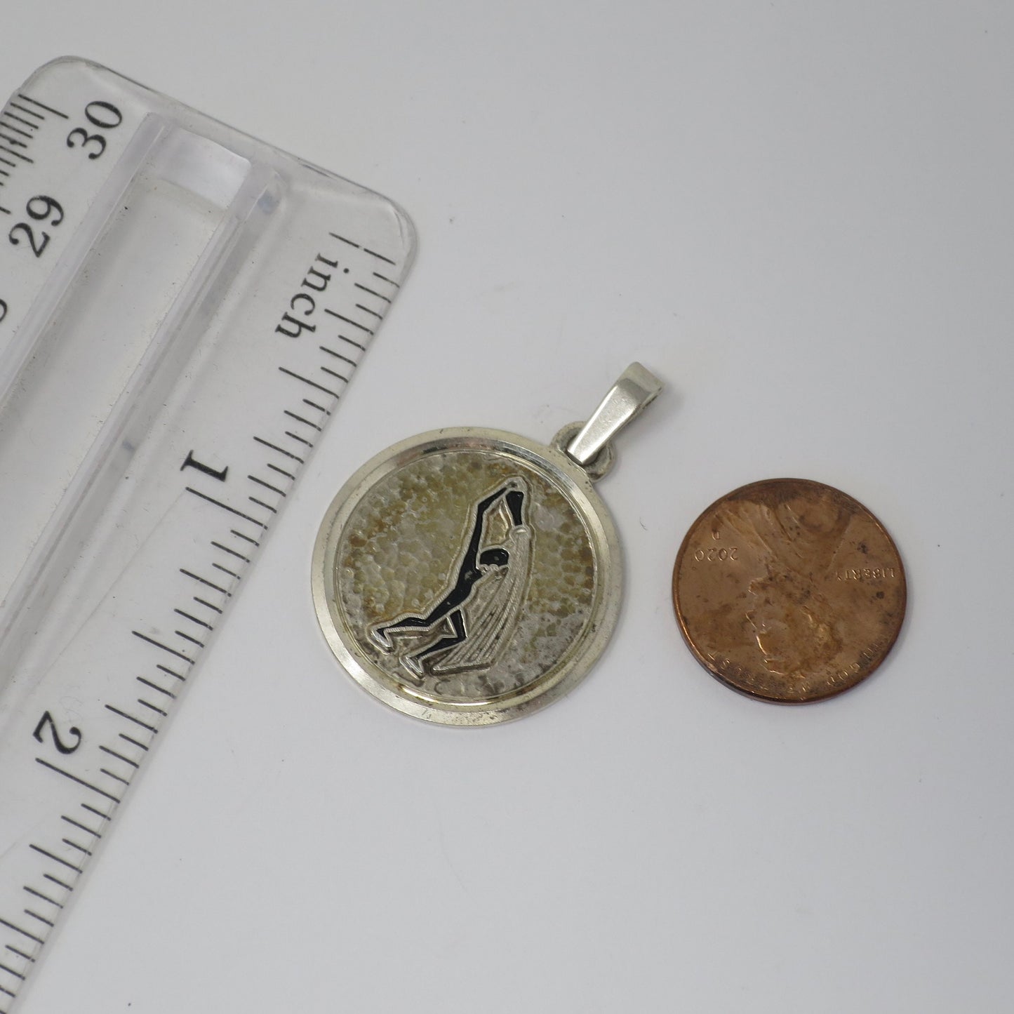 Vintage European Continental Silver with Enamel Aquarius The Water Bearer Zodiac Astrology Charm