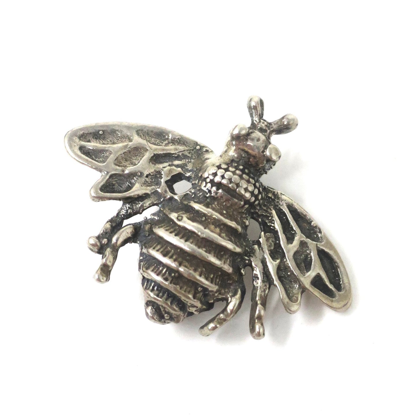 Vintage 3D Silver Bumblebee Pin Brooch