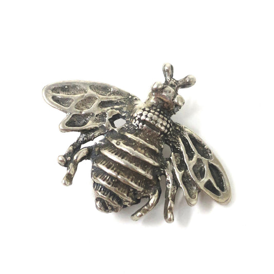 Vintage 3D Silver Bumblebee Pin Brooch