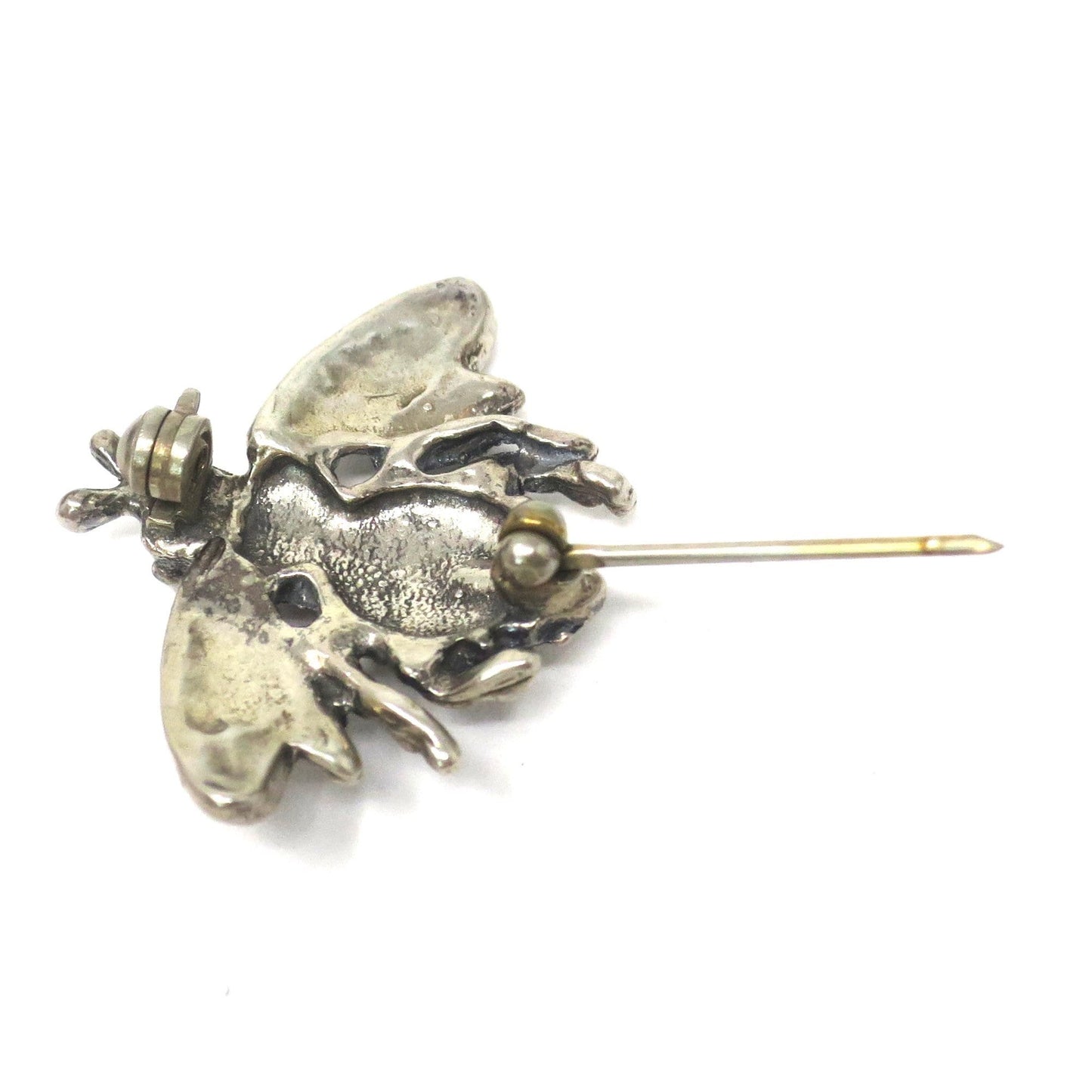 Vintage 3D Silver Bumblebee Pin Brooch