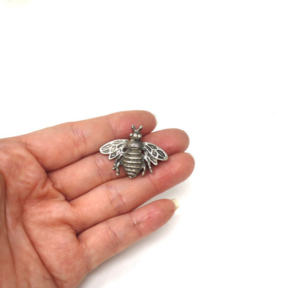 Vintage 3D Silver Bumblebee Pin Brooch