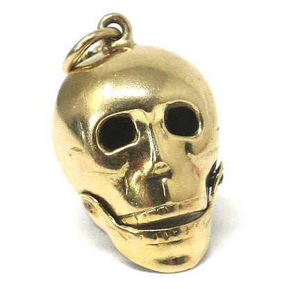 Vintage 1970's 9ct 9k Yellow Gold Skull Charm Hallmarked 1973