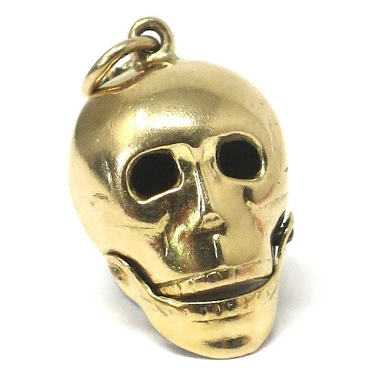 Vintage 1970's 9ct 9k Yellow Gold Skull Charm Hallmarked 1973