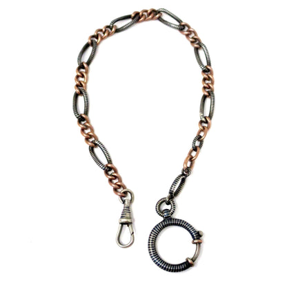 Antique Niello 800 Silver & 12k Rose Gold Vermeil Chain - 10.5" inches MB8