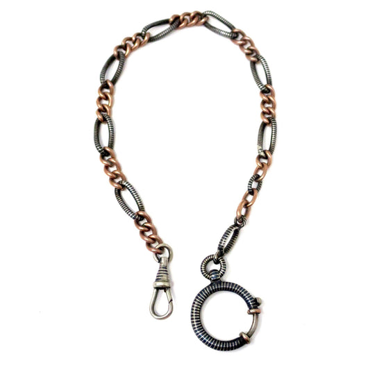 Antique Niello 800 Silver & 12k Rose Gold Vermeil Chain - 10.5" inches MB8