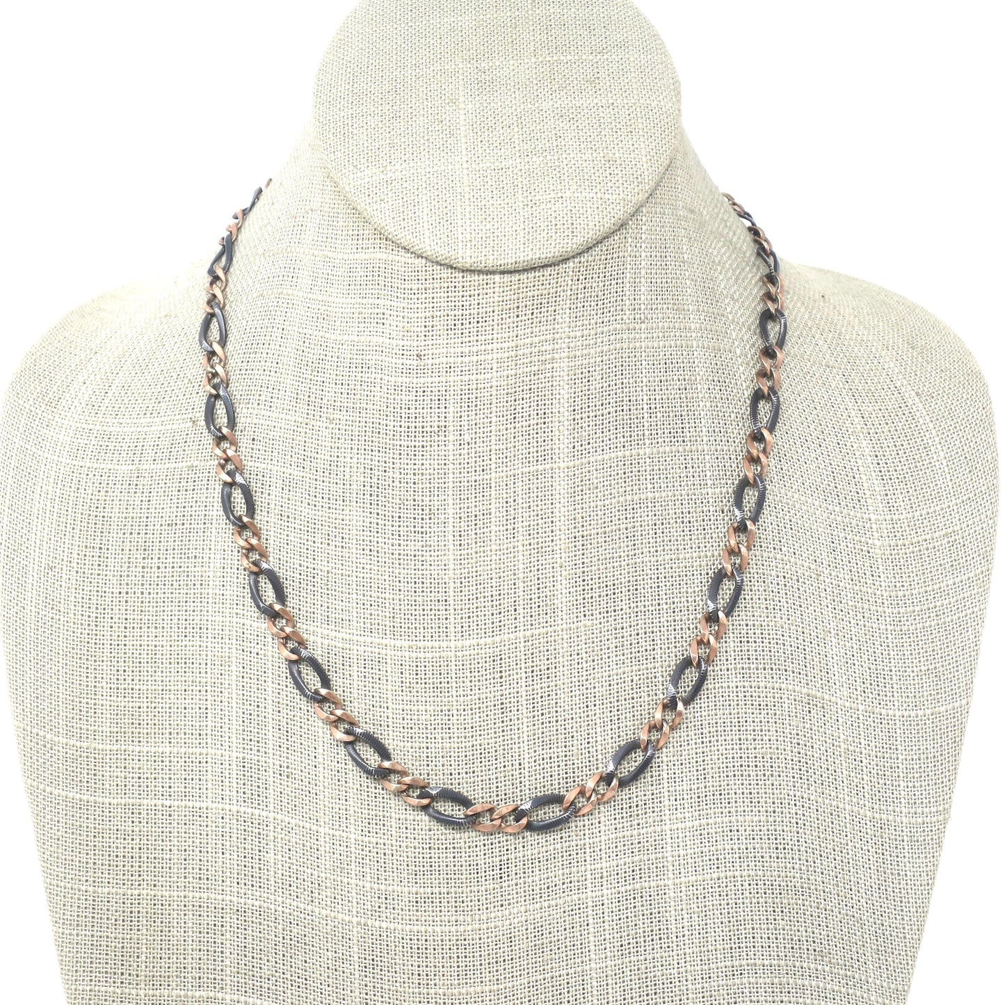Antique Victorian Niello 800 Silver Necklace: Rose Gold Gilt Curb Chain, Pocket Watch Chain