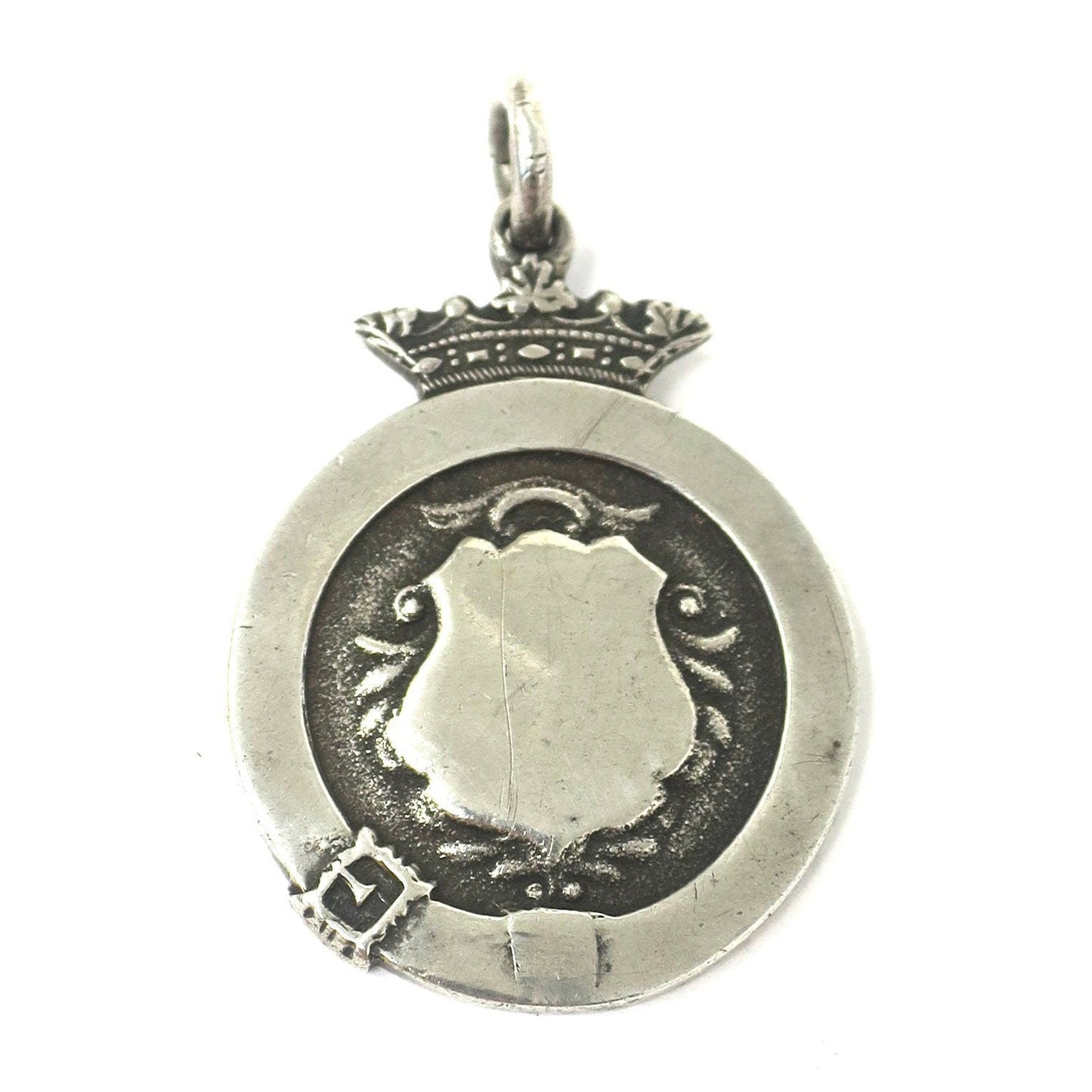 Vintage 1929 London Sterling Silver Belt Buckle Shield Medal Fob Pendant