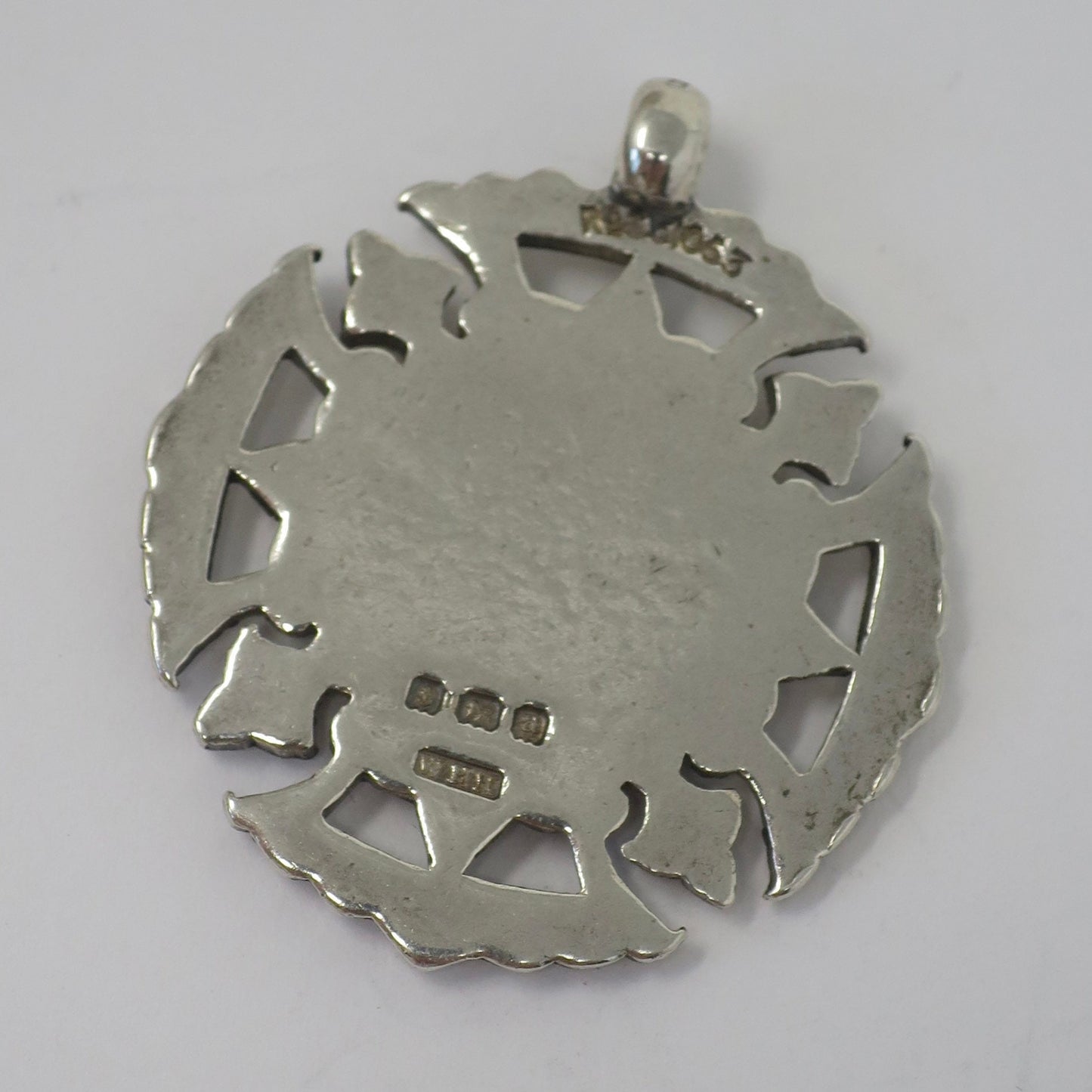 Antique Victorian 1900 Heavy Birmingham Engraved Sterling Silver Medal Shield Watch Fob Pendant