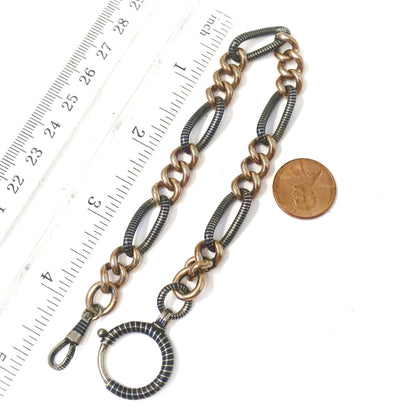 Antique Niello 800 Silver & 12k Rose Gold Vermeil Chain - 10" MB21