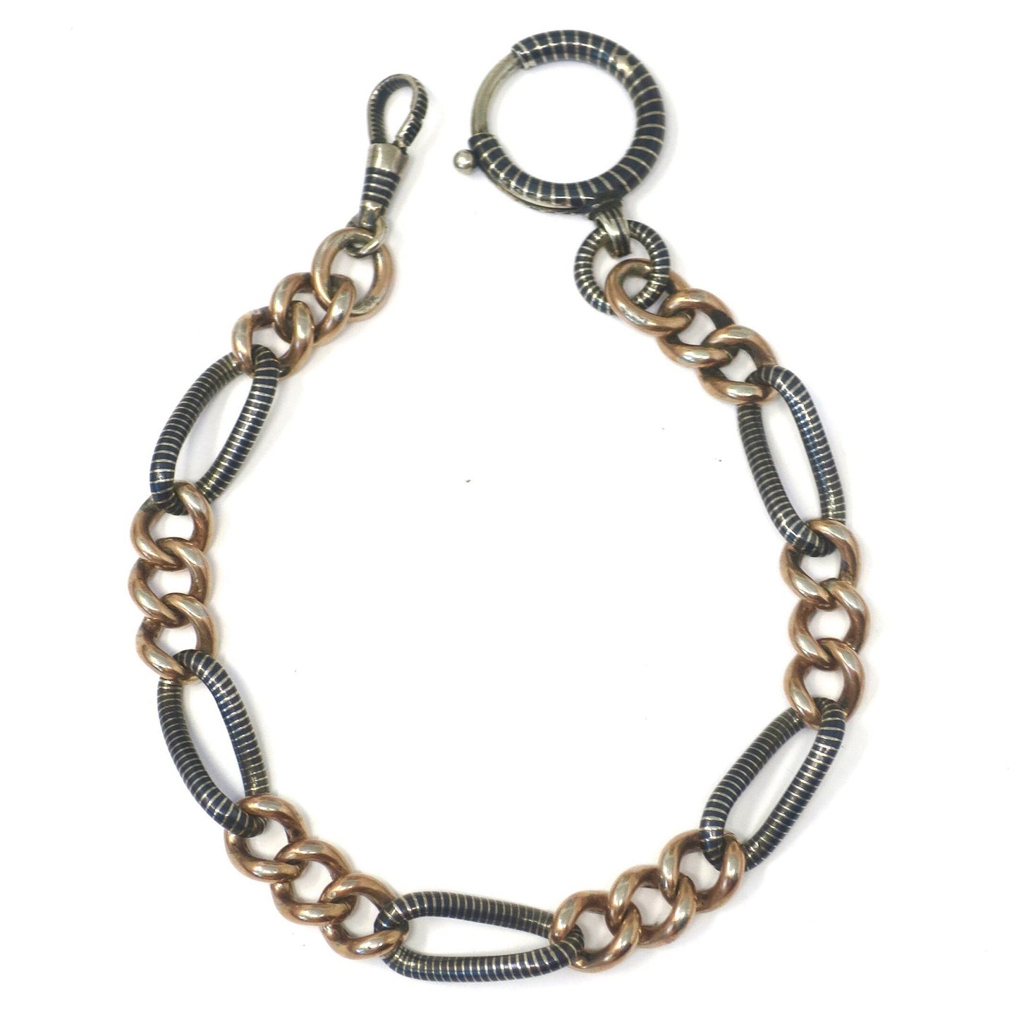 Antique Niello 800 Silver & 12k Rose Gold Vermeil Chain - 10" MB21