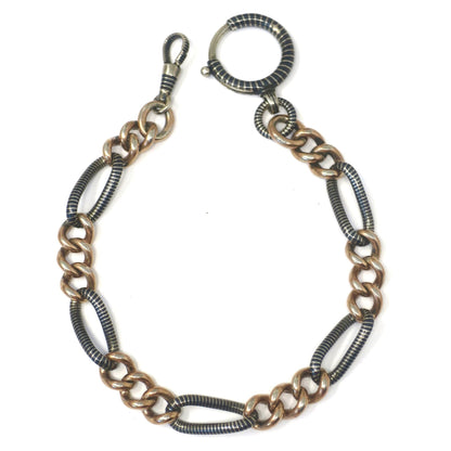 Antique Niello 800 Silver & 12k Rose Gold Vermeil Chain - 10" MB21
