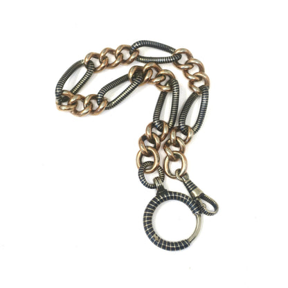 Antique Niello 800 Silver & 12k Rose Gold Vermeil Chain - 10" MB21