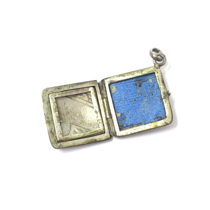 Antique Victorian Niello & Rose Gold Gilt Square Locket Pendant N23