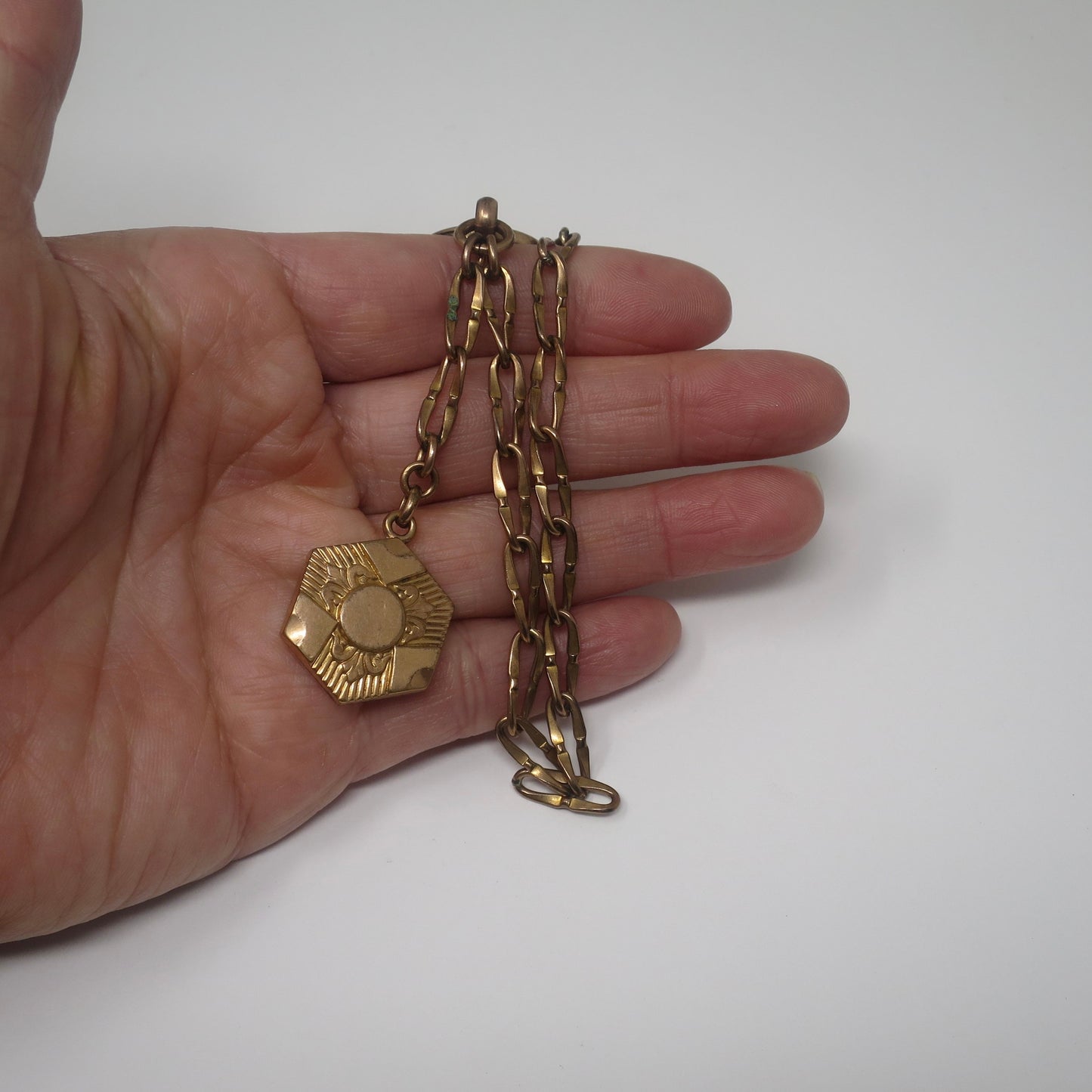 Antique 10k Rose Gold Fill or Rolled Gold Pocket Watch Chain with Fob