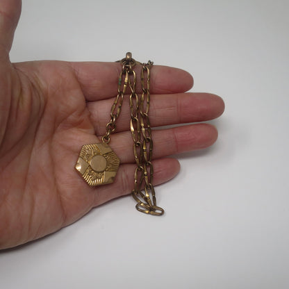 Antique 10k Rose Gold Fill or Rolled Gold Pocket Watch Chain with Fob