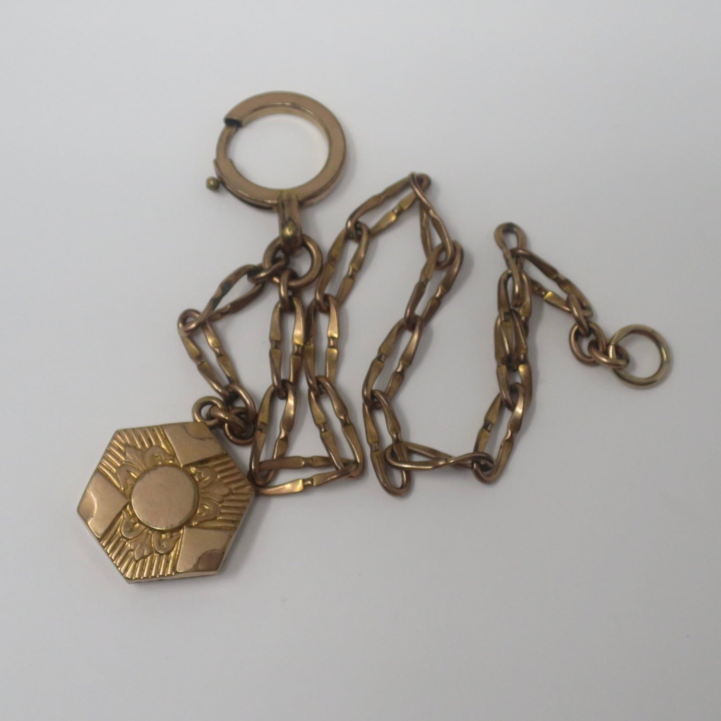 Antique 10k Rose Gold Fill or Rolled Gold Pocket Watch Chain with Fob