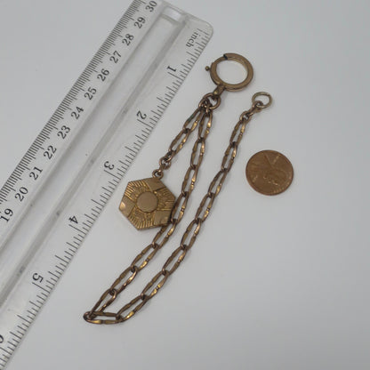 Antique 10k Rose Gold Fill or Rolled Gold Pocket Watch Chain with Fob