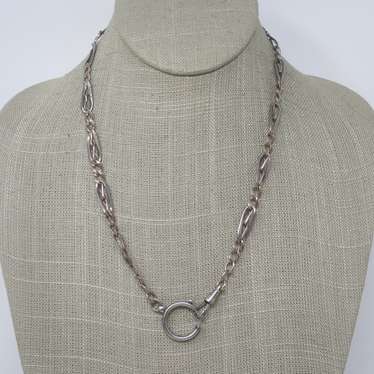 Antique Victorian Niello Silver and Rose Gold Gilt Vermeil Chain Necklace MB55