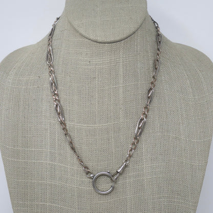 Antique Victorian Niello Silver and Rose Gold Gilt Vermeil Chain Necklace MB55